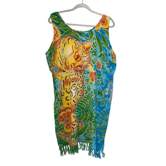 Sol & Spa Womens Colorful Leopard Jungle 100% Cotton Swimsuit Cover Vacation - Picture 2 of 8